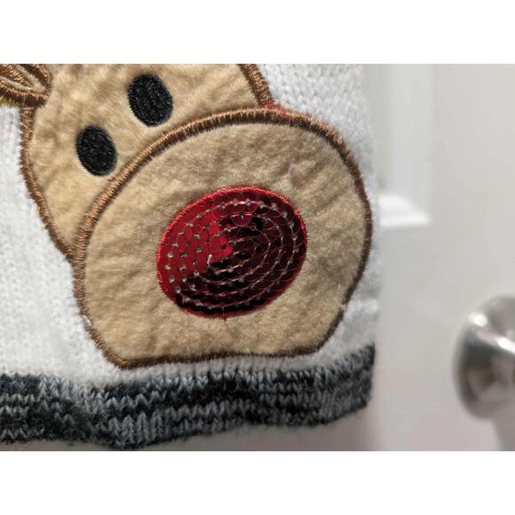 Ugly Christmas Sweater Vest Size S Santa Reindeer Gold Felt Rudolph Holiday Time - Picture 6 of 11